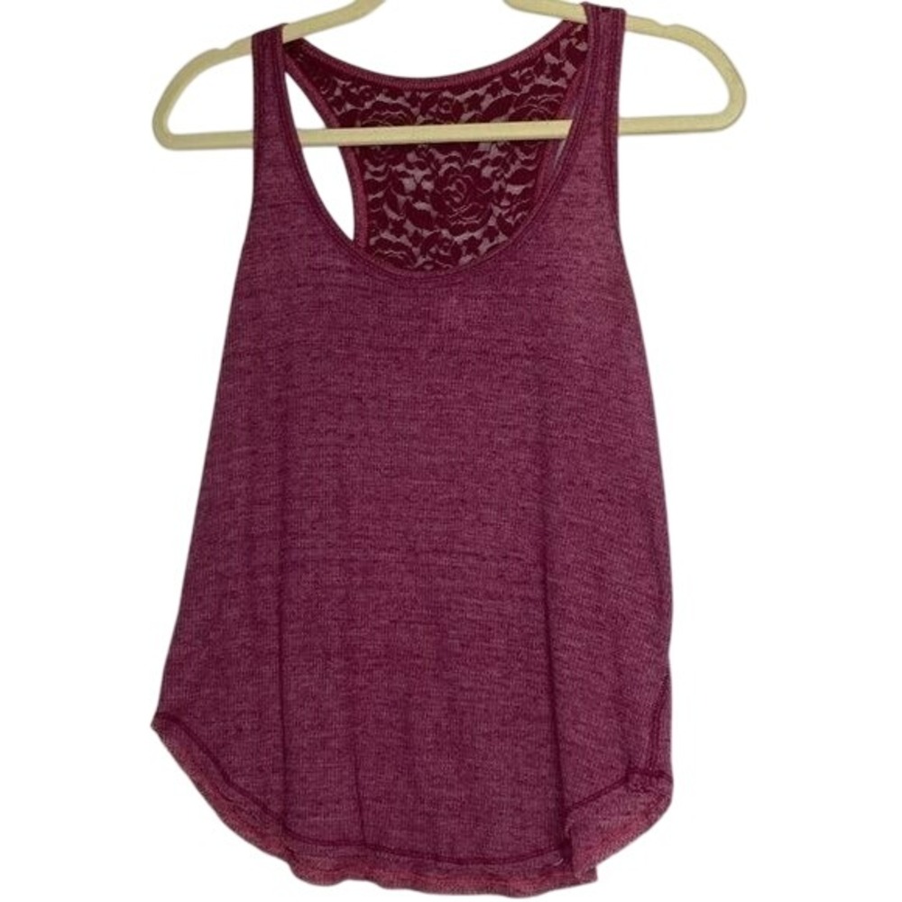 Anthropologie E by Eloise Magenta Racerback Tank Top Lace Thermal Stretchy M